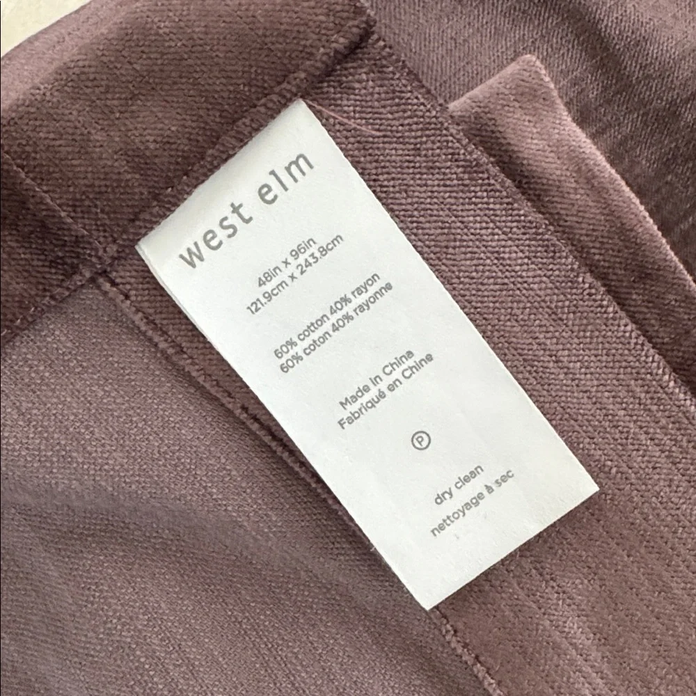 Set 2 / WEST ELM Luster Velvet Curtain 96”